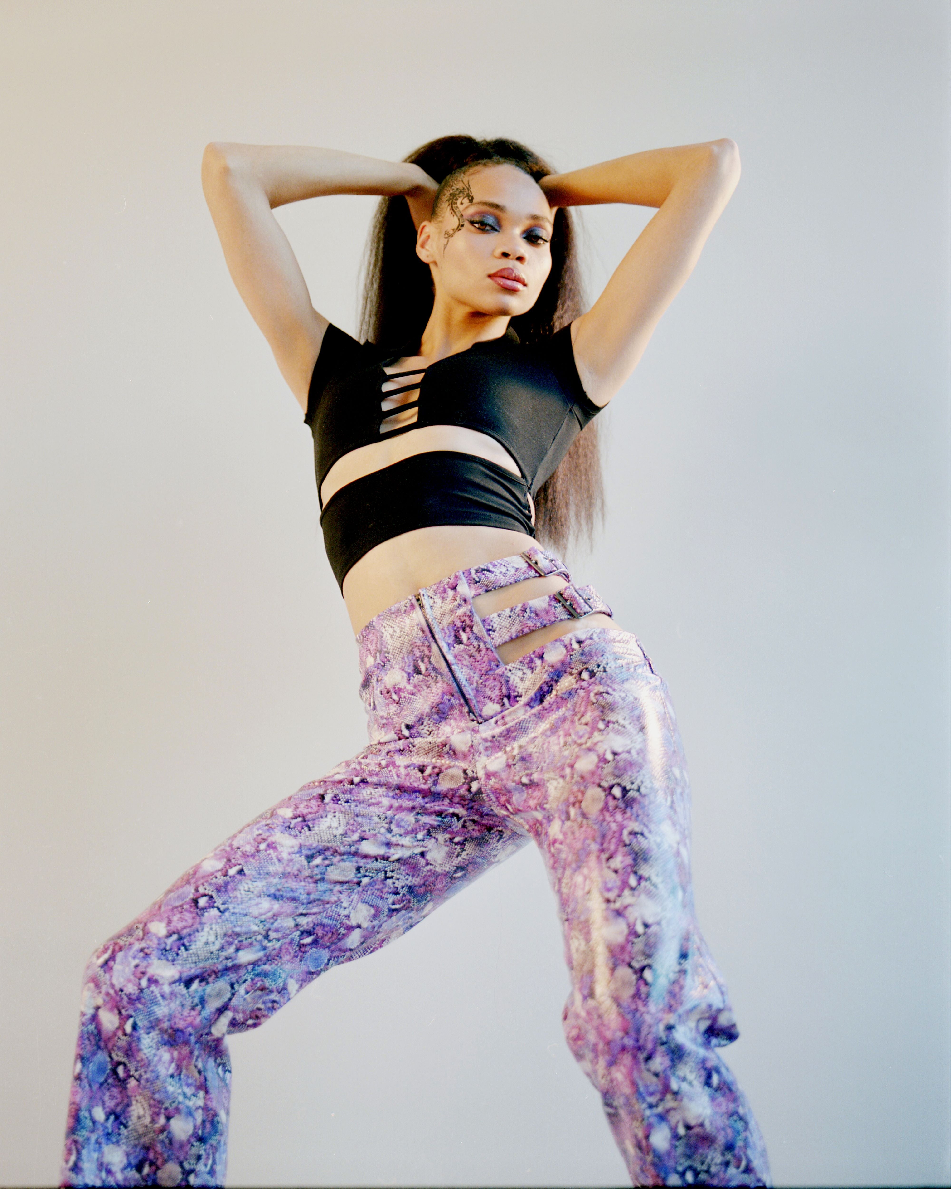 Purple Fusion Cut Out Pants