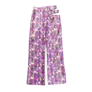 Purple Fusion Cut Out Pants